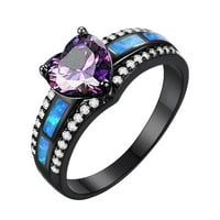Crni srčani oblik Full Diamond Ring Diamond Love Rhinestone prsten Elegantna geometrija Rhinestone prsten