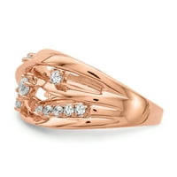 Čvrsti 14K ružičasti zlato simulirani CZ prsten