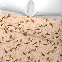 Cover Cover Saten Duvet, puna kraljica - ptice Australija Robins Botanička cvjetna ružičasta australijska