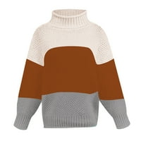 HGW džemper za žene s džemper na ramenu casual pleteni labavi pulover s dugim rukavima smeđi xxl