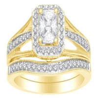 Ženski mladenkin prsten u 14k žuto zlato sa 0. CT bijeli prirodni dijamant sa veličinom prstena-8,5