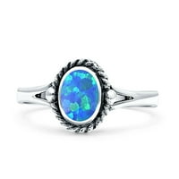 Oval novi dizajn modni laboratorij koji je stvorio plavi Opal prsten za prsten Sterling srebrne veličine