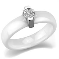Alamode 3W958 - Ženski polirani prsten od nehrđajućeg čelika od keramike u bijelom - veličinu 7