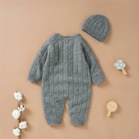 Rovga Boy Girl Solid Pleted džemper za bebe JAMPSUTNE ROMPER pamučne kapice Outfits setovi odjeću slatki