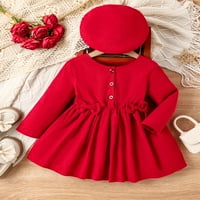 Dječje djevojke božićne crvene haljine sputa dugi rukav dekor košulje sa haljinom haljine rušene haljine