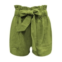 Ediodpoh Žene Ležerne kratke hlače Comfy čipke UP Elastični struk Ljeto sa džepovima Pamučne i posteljine