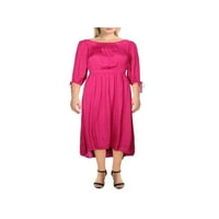 Ženska ružičasta dugi rukav s ramena u punoj dužini Večer Hi-lo haljina xl