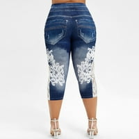 Traper Hotsas Žene na odobrenju, Ženska plus veličina visokih struka čipke za patchwork vezne veze Jeans