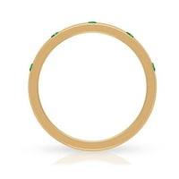 Flush Set Created Emerald Unise Band prsten, 14k žuto zlato, SAD 7.50