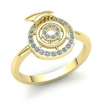 Originalni 0,75ct okrugli rez Diamond Dame Bridal Halo Godišnji angažman prsten od punog 10k ruža, bijelo