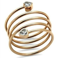 Luxe nakit dizajna ružičasto zlatni IP ženski prsten od nehrđajućeg čelika sa kubnim cirkonijom u obliku