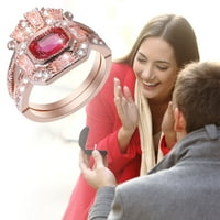Svijetli cirkon ring okrugli crveni kameni nakit modni nakit angažirani prsten za žene