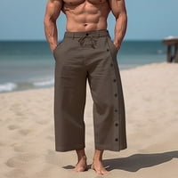 QXUTPO muške hlače Ležerne prilike pune boje devet bodova Višestruki tasteri Ležerne hlače na plaži