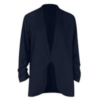 Žene modne čvrste boje otvorene prednje duge elastične rukave odijelo labavi bluže na gornjem odjećvaju
