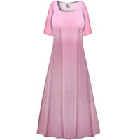 Plus veličina Ženska Strechy Strechy Decline sa haljinom s kratkim rukavima Mekani ružičasti pjenušava
