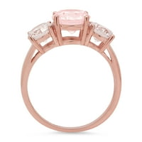 3. CT sjajan okrugli rez simulirani ružičasti dijamant 14k Rose Gold Tro-kameni prsten sz 10,25