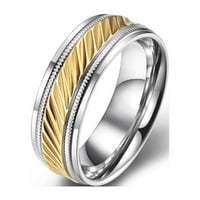 Muške vjenčane trake uglove utora za utor dva tona zlata srebrna volfram obećavaju zaručni prstenje