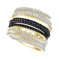 1. CARAT okrugli crno-bijeli prirodni dijamantski angažman vjenčani prsten za vjenčanje u 14K žutom