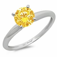 1CT okrugli rez žuti prirodni citrinski 18K bijeli zlatni godišnjica za angažman prsten veličine 7,25
