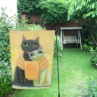 Bijela i crne smiješne mačke zastava za vrt, travnjak i vrt