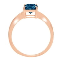 1.75ct zračenje Rezani prirodni London Blue Topaz 14K ružičasto zlatne obljetnice za angažovanje prstena