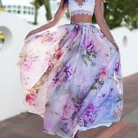 Bxingsftys Dame Beach suknja Boho Style Ljeto Maxi suknja Cvjetni ispis Linij dnevno odijelo