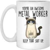 METALNA MUŠAČA, FUNNY METAL CAT CAT CAT, vi ste sjajni metalni radnik držite to sranje, poklon za metal