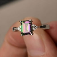 Wiueurtly prstenovi za tinejdžere za žene prsten sterling srebrna Rainbow Angažovanje vjenčanih prstenova