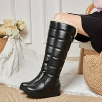 Symoidne ženske čizme - ravne potpetice zip cipele zimske tople kože čvrsto koljeno-debele pamučne čizme