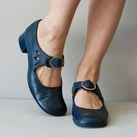 DMQupv Udobne ženske sandale Čvrsto boje ne klizne kvadratne potpetice okrugli nožni prozračni cipele