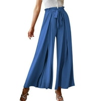Ženska modna luka labavi visoki struk nagli hlače na širokim nogama, pantalone plus veličina Stretch