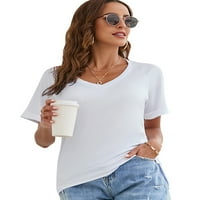 Žene Ležerne prilike kratkih rukava ljetni povremeni tunički vrhovi bluza okrugla vrata Boja blok majica