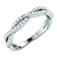0. Carat 18k bijelo zlato okruglo bijelo Diamond Ladies Infinity Crossover Swirl Anniversary Band Ring