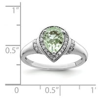 Bijeli sterling srebrni prsten gusjenica drago kamenolitni kruški zeleni dijamant