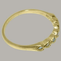 British napravio 18K žuti zlatni kultivirani biser i akvamarinski ženski vječni prsten - Opcije veličine