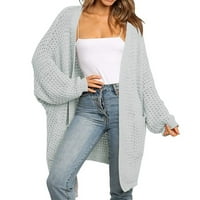 Ženski s dugim rukavima Otvoreni prednji kardigani Chunky pleteni džemper od kaputa sa džepovima Casual