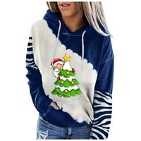 Žene Santa Claus Hoodie Top, ženski patchwork Slatka s kapuljača s kapuljačom s kapuljačom, majice
