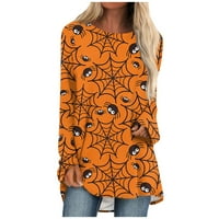 HHEI_K majice s dugim rukavima za žene DressyŽan's Modne ležerne majice Gradijent Halloween Print dugih