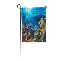 Podvodni pejzaž koraljnih grebena 16TO u dubokom plavom okeansku okuću za zastavu Dekorativna zastava