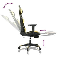Vidaxl Gaming stolica s nogom Crno-zlatno Fau koža