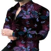 Paille Muškarci Havajska majica s dugim rukavima Dugme Striped Holiday Gumb Down bluza na majici na