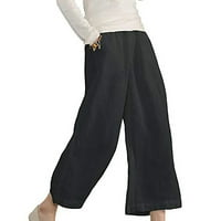 Capris za žene sa džepovima Ženska višestruka boja pamučna posteljina labava casual širokim nogama Capris