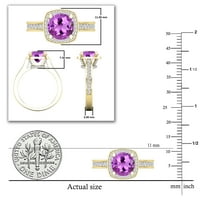 DazzlingRock kolekcija okrugli ametist i bijeli dijamant sa prstenom za angažman princeze Halo u ženki