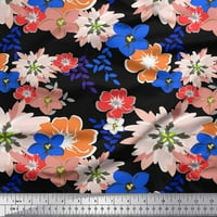 Soimoi Japan Crepe Satin Tkaninski listovi, Aster & Plumeria cvjetni tkanini otisci na dvorištu široko