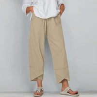 Azrijski ženski casual pantalone, plus veličina Žene kože od pune boje pamučne lanene nacrtaju elastične