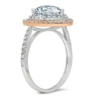 2. CT sjajan krug Clear Simulirani dijamant 18k bijeli ružin zlato halo pasijans sa accentima prsten