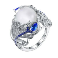 Djevojke Fau Sapphire Opal Inlaid Peacock pero prsten za prsten za vjenčanje nakit za poklon legura