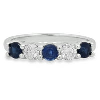DazzlingRock kolekcija 14k okrugli plavi safir i bijeli dijamantski dame kamena bridalna vjenčanica