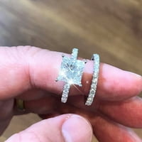 Kvadratni srebrni kubični cirkonij Bridal Rhinestone Angažman prsten full dijamant cirkonijski solitaire