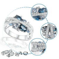 Keusn nakit set za žene pjenušava plavo spintel prsten set osjetljiv fini nakit w